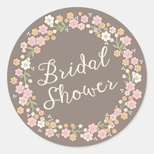 Sticker Rond Garden Party Floral Wreath Fête des mariées Blush