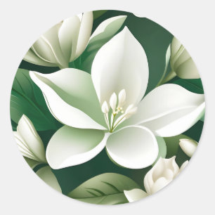 Sticker Rond Gardénia intemporelle motif floral