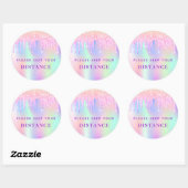Sticker Rond Garder distance salon de beauté rose parties scint (Feuille)