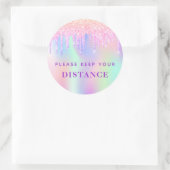 Sticker Rond Garder distance salon de beauté rose parties scint (Sac)