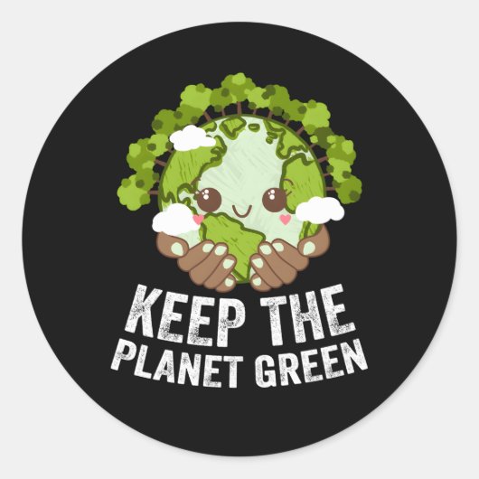 Sticker Rond Garder La Planète écologie verte Arbres Écosystème (Devant)