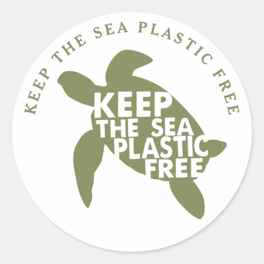 Sticker Rond Garder La Tortue Mer En Plastique Libre (Devant)