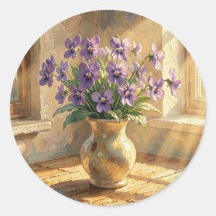 Sticker Rond Garder le contact Violettes Violettes