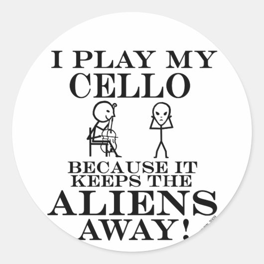 Sticker Rond Garder les Aliens loin de Cello (Devant)