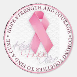 Sticker Rond garder l'espoir vivant ruban rose cancer du sein