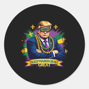 Sticker Rond Garder Mardi Gras Grand Amusant Trump Carnaval 202
