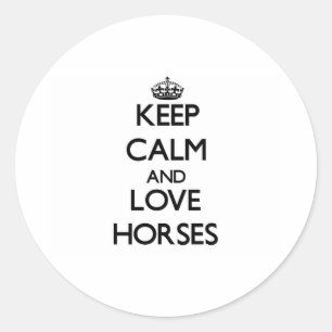 Sticker Rond Gardez calme et amour Chevaux