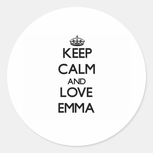Sticker Rond Gardez le calme et aimez Emma (Devant)