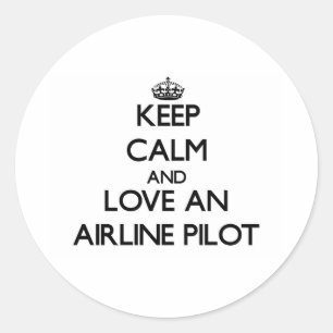 Sticker Rond Gardez le calme et aimez un pilote de ligne