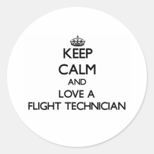 Sticker Rond Gardez le calme et aimez un technicien de vol