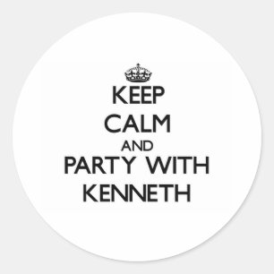 Sticker Rond Gardez le calme et la partie avec Kenneth