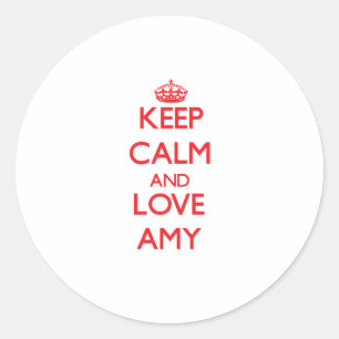 Sticker Rond Gardez le calme et l'amour Amy