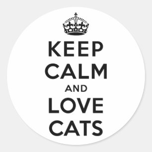 Sticker Rond Gardez le calme et l'amour chats