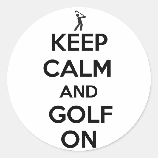 Sticker Rond Gardez le calme et le golf sur (Devant)