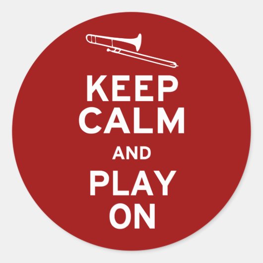 Sticker Rond Gardez le calme Trombone (Devant)