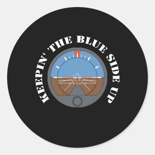 Sticker Rond Gardez Le Côté Bleu Pilote Et Aviation (Devant)