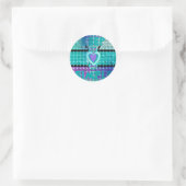 Sticker Rond Gardez-le simple : Cyan Heart & Clarity Art Motif (Sac)