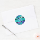 Sticker Rond Gardez-le simple : Cyan Heart & Clarity Art Motif (Enveloppe)