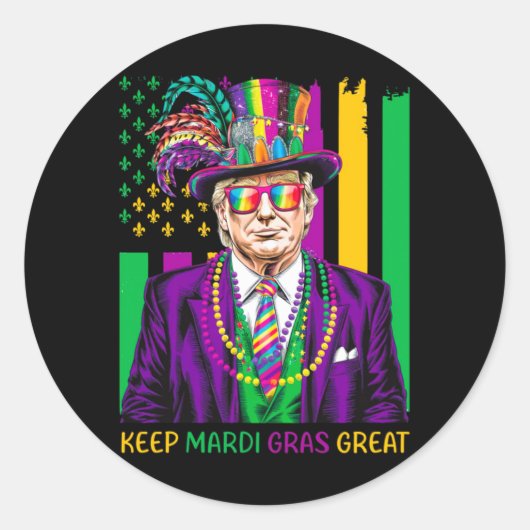 Sticker Rond Gardez Mardi Gras Great (Devant)