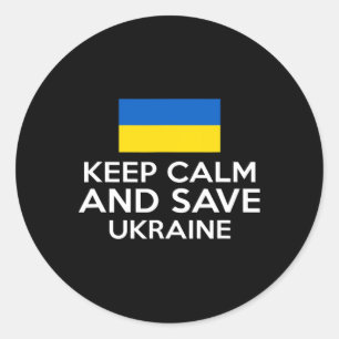 Sticker Rond Gardez votre calme et sauvez l'Ukraine Soutenez la