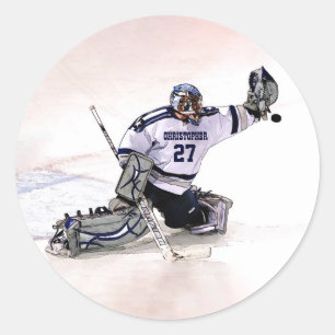 Sticker Rond Gardien de but de hockey sur glace avec votre