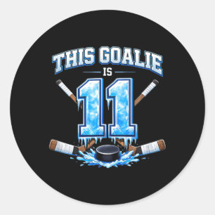 Sticker Rond Gardien de but de hockey sur glace pour son 11e an