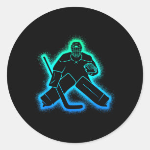 Sticker Rond Gardien de but joueur de hockey enfants hommes gar