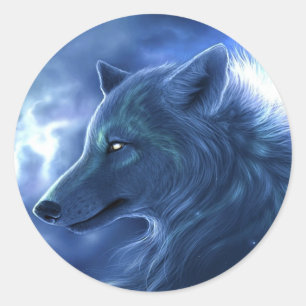 Sticker Rond Gardien de loup