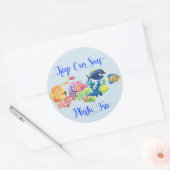 Sticker Rond Gardons nos mers sans plastique Conservation Océan (Enveloppe)