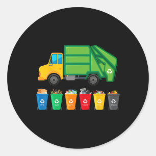 Sticker Rond Garge Camion Réutiliser Recycle Trash Collector Ea