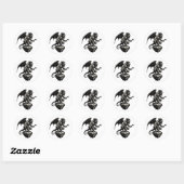 Sticker Rond Gargoyle assis sur un rocher (Feuille)