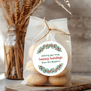 Sticker Rond Garland PERSONNALISÉ Noël Doodé Wreath