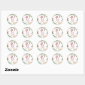 Sticker Rond Garland rose 40e anniversaire de Ruby Mariage (Feuille)