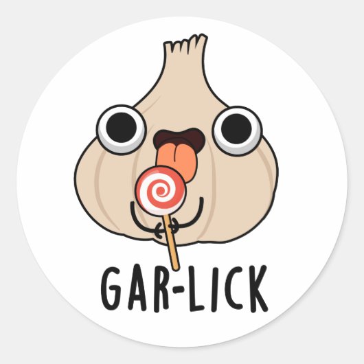 Sticker Rond Garlick Funny Garlic Herb Pun (Devant)