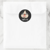 Sticker Rond Garlick Funny Garlic Herb Pun Dark BG (Sac)