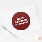 STICKER ROND GARY JOHNSON, PRÉSIDENT (Enveloppe)