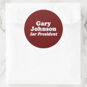 STICKER ROND GARY JOHNSON, PRÉSIDENT (Sac)