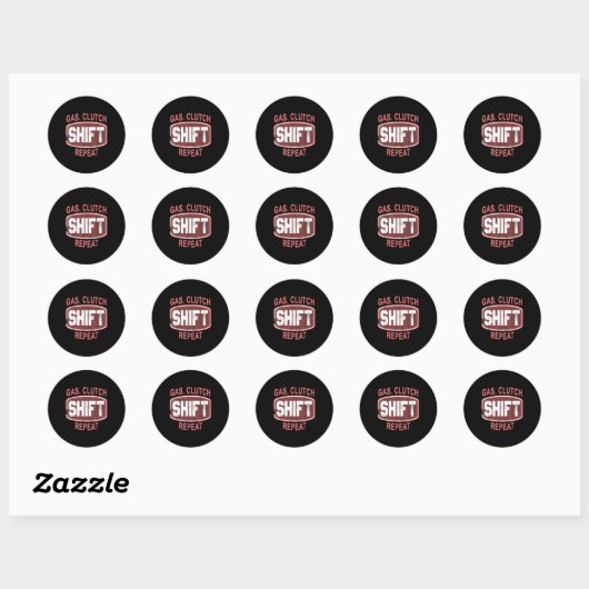 Sticker Rond Gas Clutch Shift Repeat Funny Car Enthusiast Manua (Feuille)