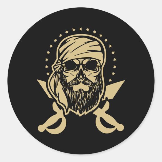 Sticker Rond Gasparilla Caribbean Pirate Crâne (Devant)