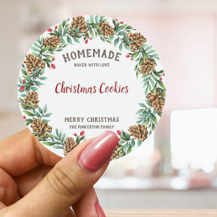 Sticker Rond Gastronomie personnalisée Joyeux Noël Festif Wreat