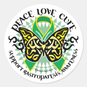 Sticker Rond Gastroparesis Butterfly Tribal 2