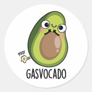 Sticker Rond Gasvocado Drôle Farting Avocado Pun