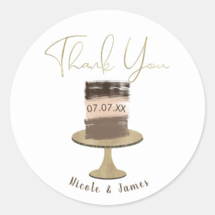Sticker Rond Gâteau à 3 étages Élégance Moderne Mariage Rustiqu