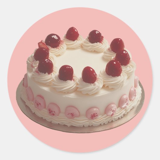Sticker Rond Gâteau à la crème de fraise (Devant)