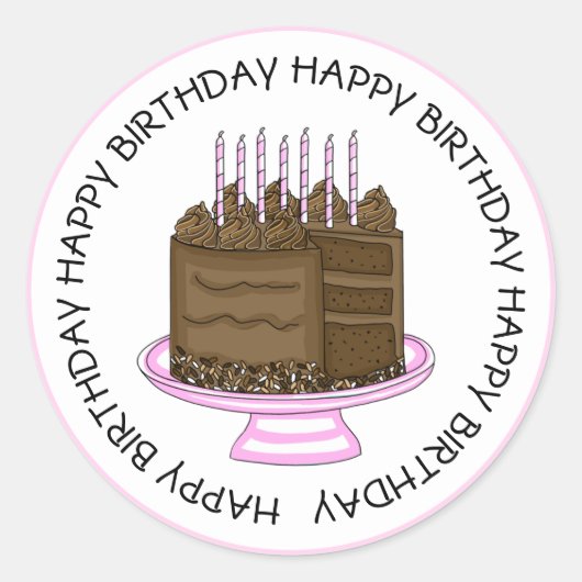 Sticker Rond Gâteau au chocolat d'anniversaire (Devant)
