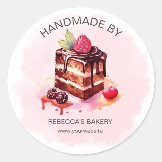 Sticker Rond Gâteau au chocolat fait main avec chevalet d'amour (Devant)