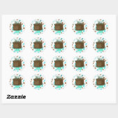 Sticker Rond Gâteau au chocolat turquoise et Brown (Feuille)