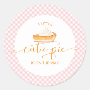 Sticker Rond Gâteau au citrouille Cutie Pie plaid rose baby sho