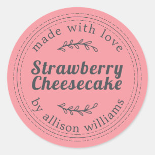 Sticker Rond Gâteau au fromage aux fraises rustique fait maison