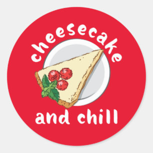 Sticker Rond Gâteau au fromage et frissons amusant Gâteau et fr